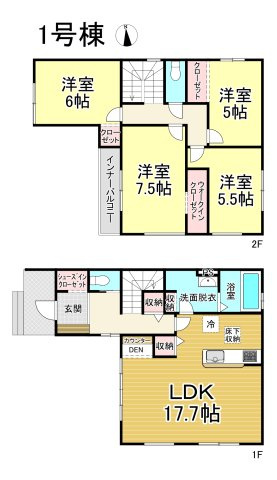【本日ご案内可能】刈谷市野田町西屋敷　全2棟の間取り|【1号棟】3990万円、4LDK、土地面積:103.72㎡、建物面積:105.16㎡
