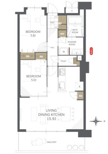【間取り】モントーレ香椎浜サーフタワーセンターコート 