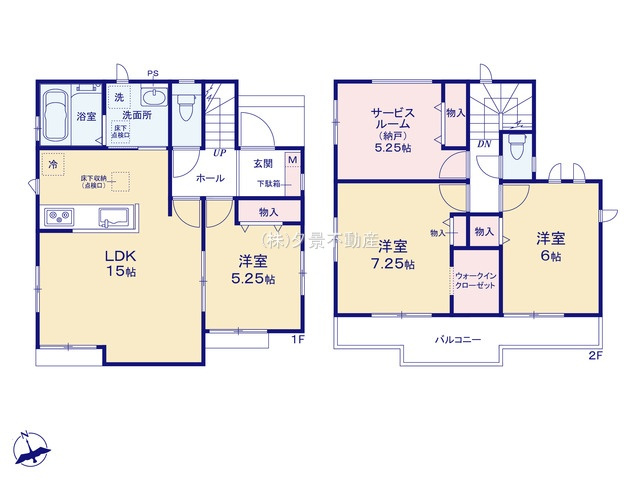 《仲介手数料無料》見沼区東大宮６丁目48-15新築一戸建てハートフルタウンの間取り