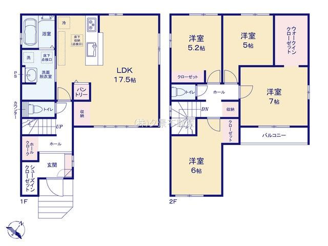 《仲介手数料無料》上尾市浅間台２丁目24-23新築一戸建てTerrechezの間取り