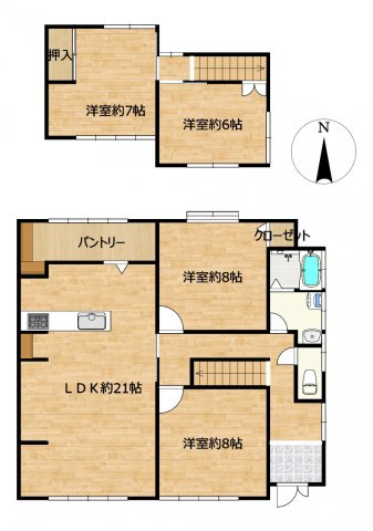 リフォーム済中古戸建　大垣市新長松2丁目　昭和54年築の間取り