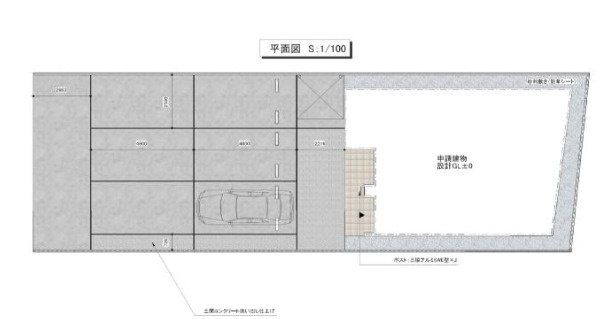 守山市古高町の店舗事務所の区画図