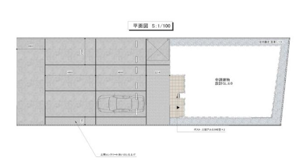 守山市古高町の店舗事務所の区画図