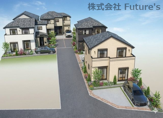 三郷市番匠免1丁目　新築戸建　全5棟　A号棟の外観パース|完成予想図／このパースは図面を基に描いたもので実際とは多少異なる場合がございます。