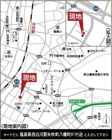 矢吹町八幡町第23　　　1号棟　　　善郷小学校、矢吹中学区の地図|案内図