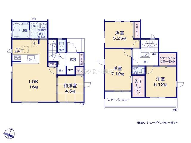 《仲介手数料無料》上尾市向山３丁目41-15新築一戸建てグラファーレの間取り