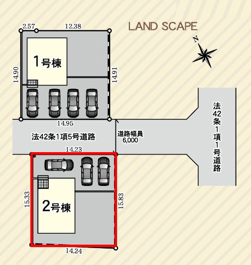 矢吹町八幡町　　　２号棟　　　善郷小学校、矢吹中学区の区画図