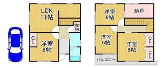 【間取り】 | 川西市萩原3丁目　中古一戸建て