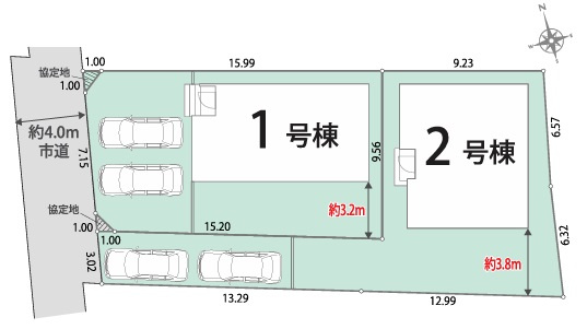 茅ヶ崎市萩園　新築戸建　1号棟の区画図|1号棟◇