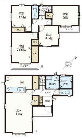 三郷市番匠免1丁目　新築戸建　全5棟　B号棟の区画図|分譲地内に新設道路を備えた、全5棟の新築分譲地