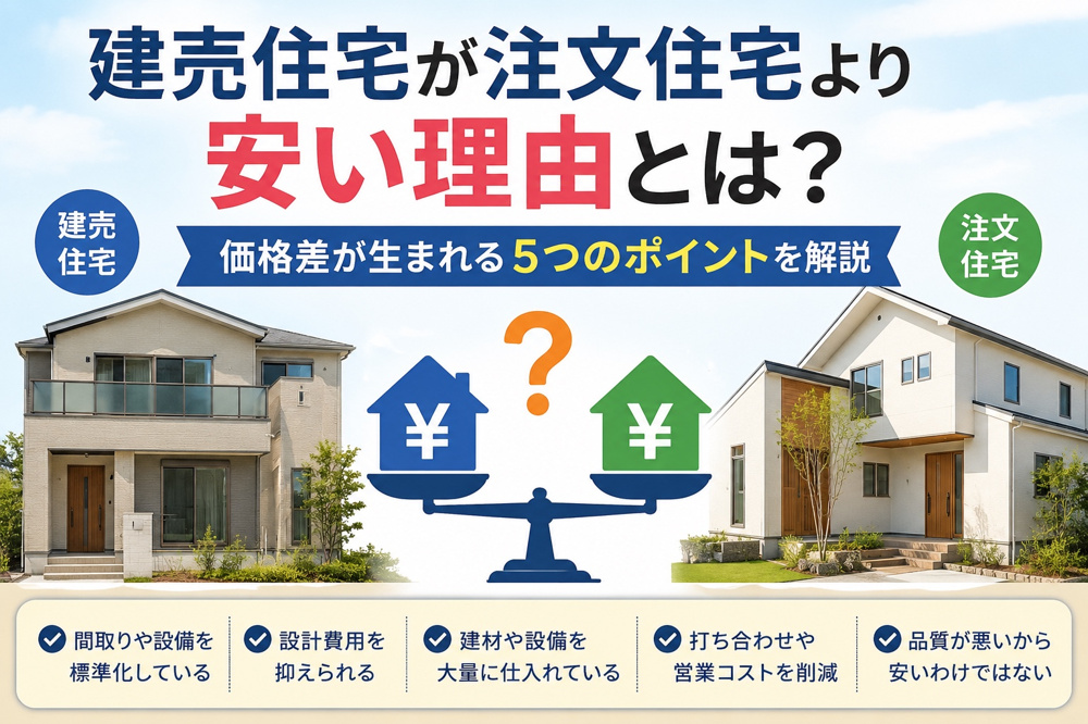 建売住宅が注文住宅より安い理由とは？価格差が生まれる5つのポイントを解説の画像