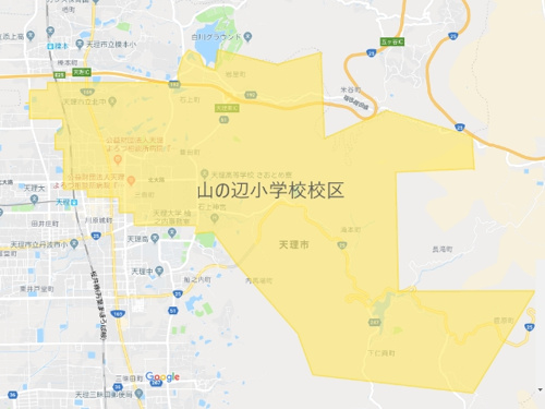 天理市立山の辺小学校（てんりしりつやまのべしょうがっこう）校区地図