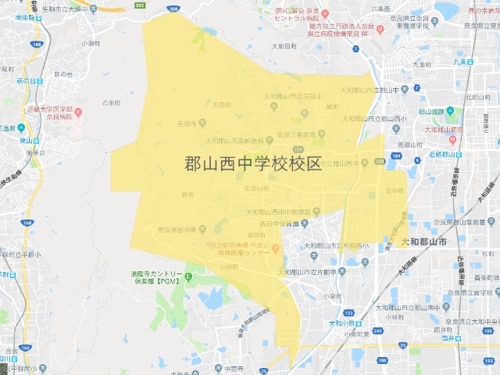 大和郡山市立郡山西中学校（こおりやまにしちゅうがっこう）地図