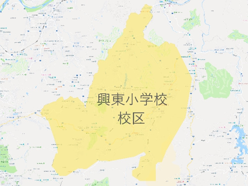 奈良市立興東小学校（こうとうしょうがっこう）校区地図