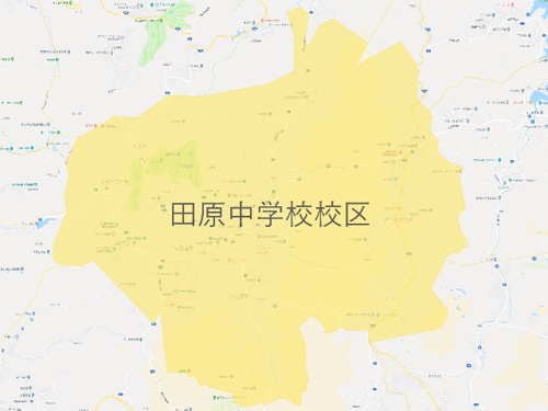 奈良市立田原中学校（たわらちゅうがっこう）校区地図