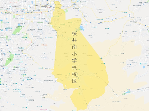 桜井市立桜井南小学校（さくらいみなみしょうがっこう）校区地図