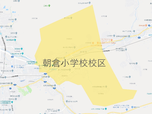 桜井市立朝倉小学校（あさくらしょうがっこう）校区地図