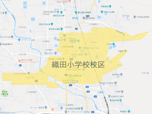 桜井市立織田小学校（おだしょうがっこう）校区地図