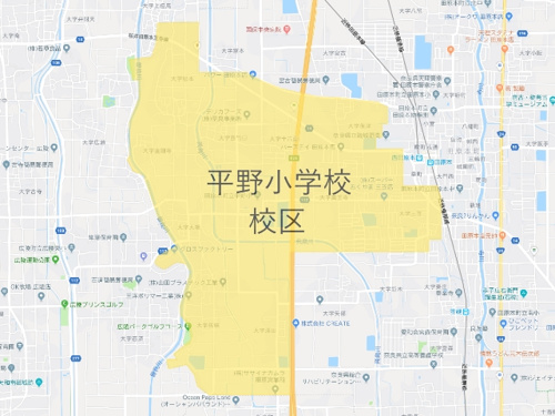 田原本町立平野小学校（たわらもとちょうりつひらのしょうがっこう）校区地図