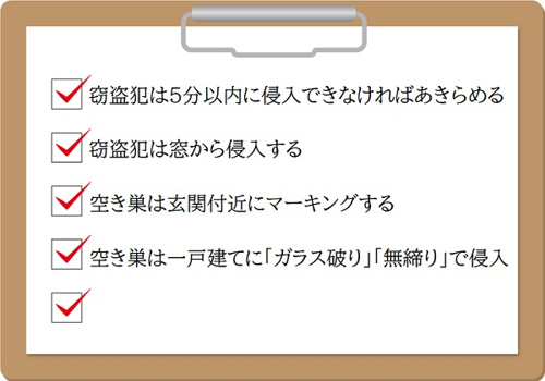 空き巣の特徴チェックリスト