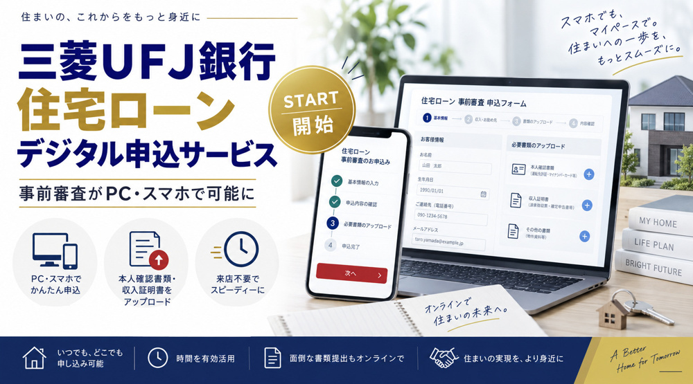 三菱ＵＦＪ銀行　住宅ローン事前審査デジタル申込サービスが始まりました。の画像