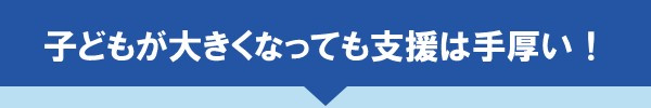 子どもが大きくなっても支援は手厚い！