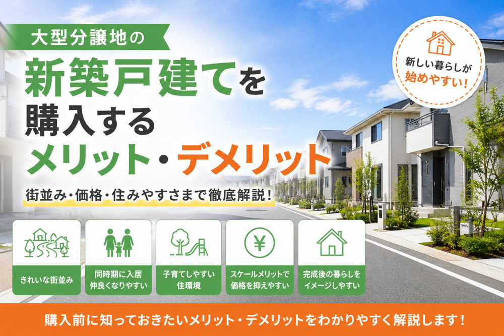 大型分譲地の新築戸建てを購入するメリット・デメリットの画像