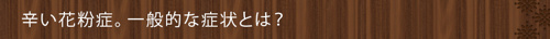 辛い花粉症。一般的な症状とは？
