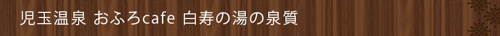 <児玉温泉 おふろcafe 白寿の湯の泉質>