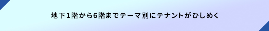 地下1階から6階までテーマ別にテナントがひしめく