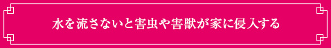 <水を流さないと害虫や害獣が家に侵入する>