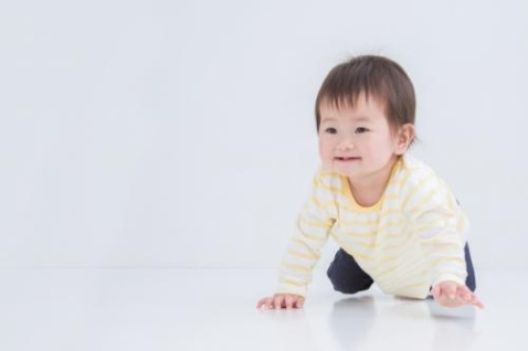 赤ちゃんがハイハイしている写真