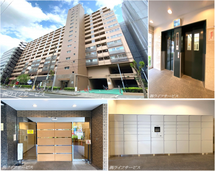 新大阪グランドハイツ２号棟の外観と共用部