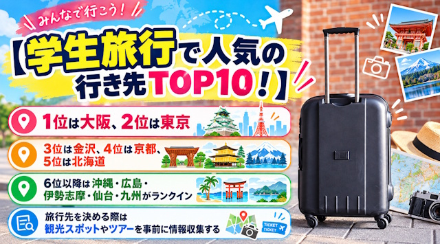 【学生旅行で人気の行き先TOP10！】ランキングまとめ！の画像
