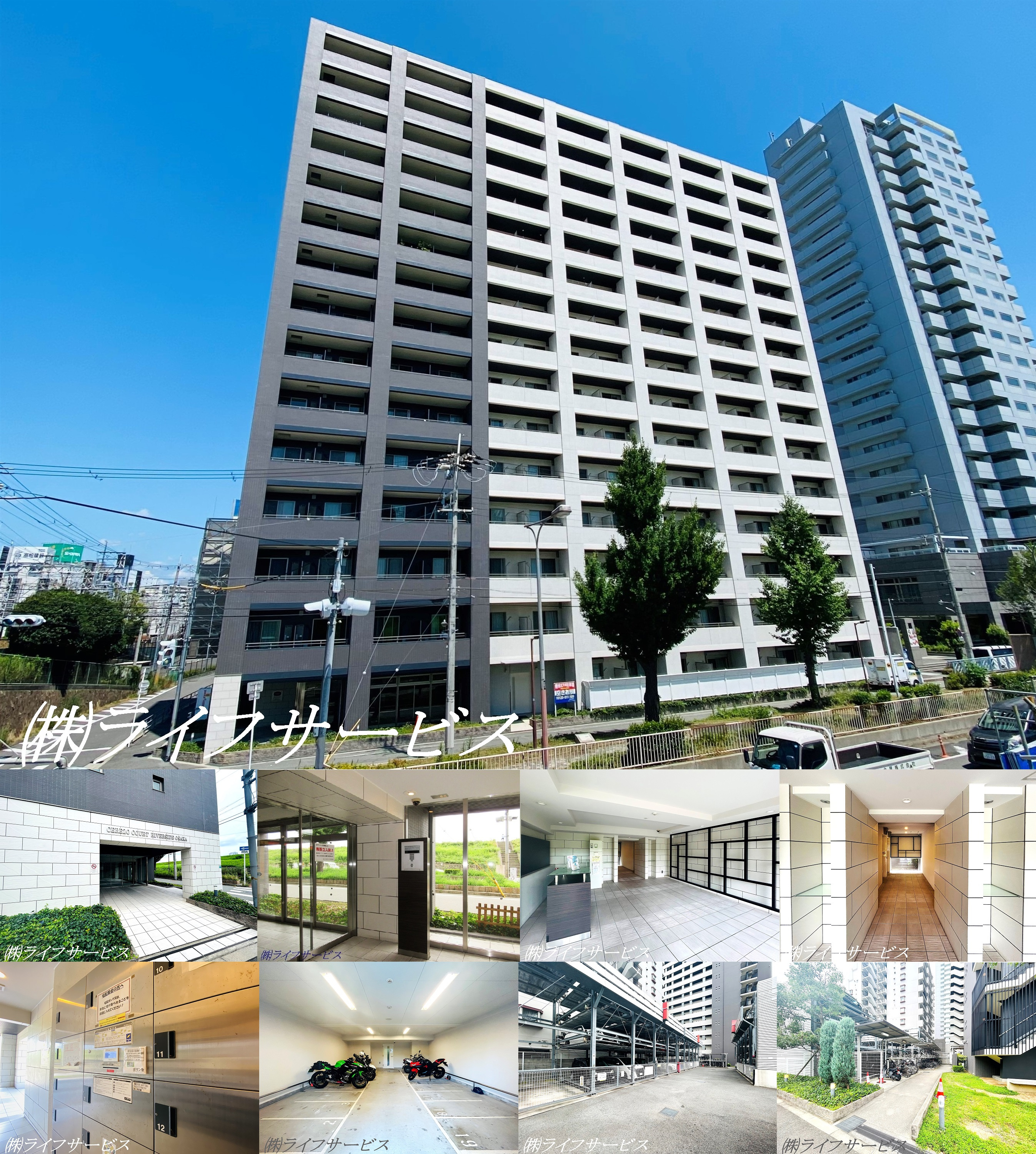 セレッソコートリバーサイドOSAKAの外観と共用部