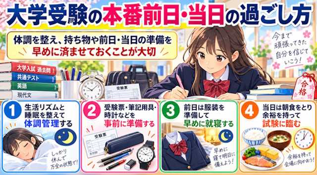 【奈良の大学を受験される方必見！】本番前日・当日の過ごし方とできることの画像