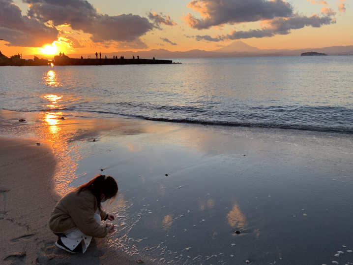 夕陽より貝殻(^^)　～～波が来るよぉ！～～の画像