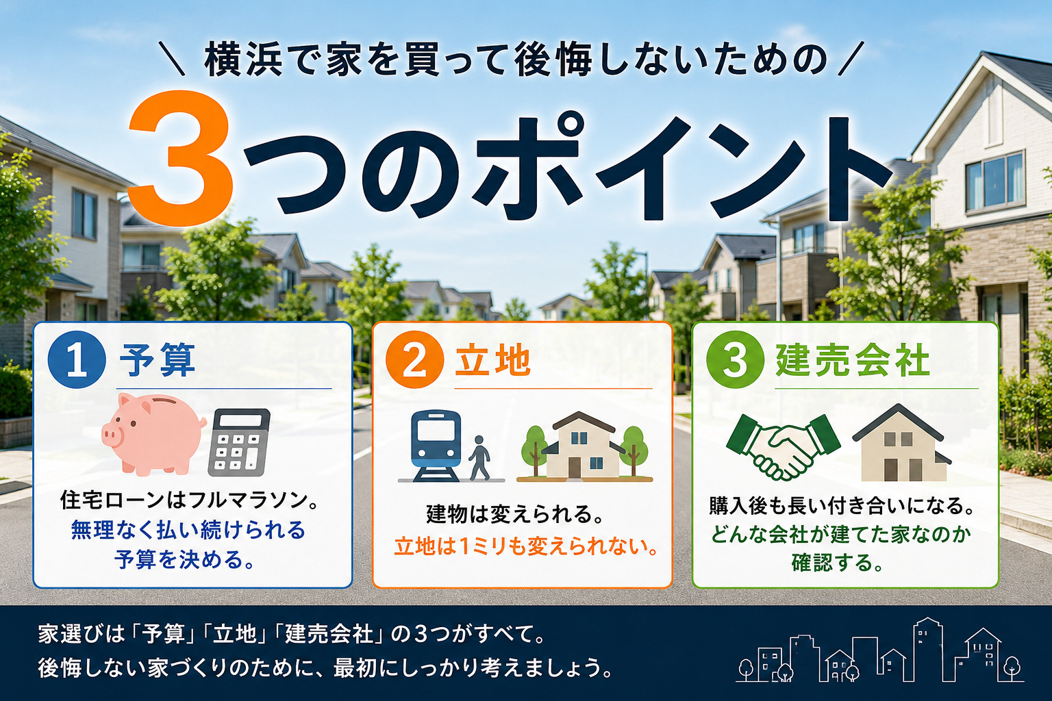 横浜で家を買って後悔しないための3つのポイントの画像