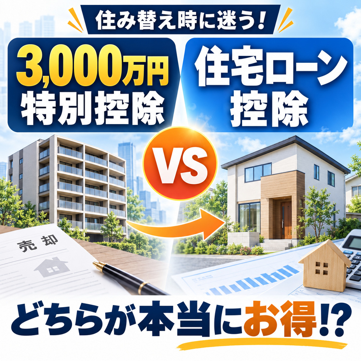 3,000万円特別控除 vs 住宅ローン控除、どちらが本当にお得？