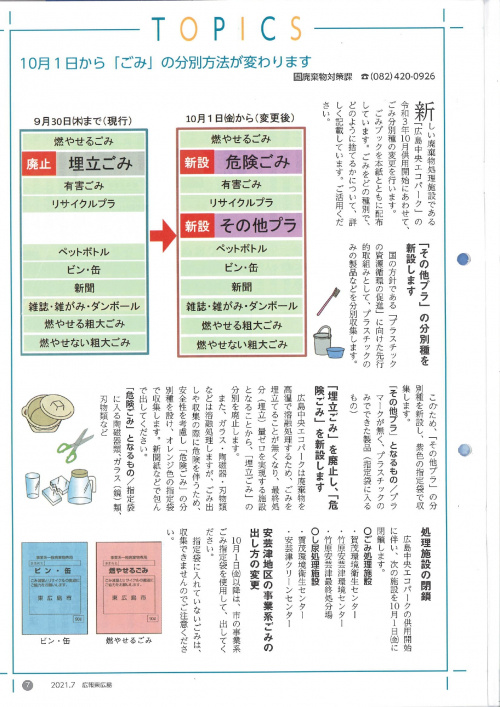 10月1日より東広島市のゴミの分別方法が変わります。の画像