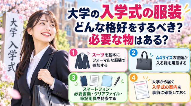 大学の入学式の服装どんな格好をするべき？必要な物はある？の画像