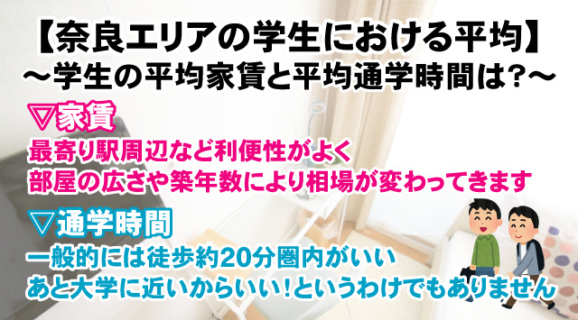 専門家監修【奈良エリア版】大学に通う学生の平均家賃と平均通学時間