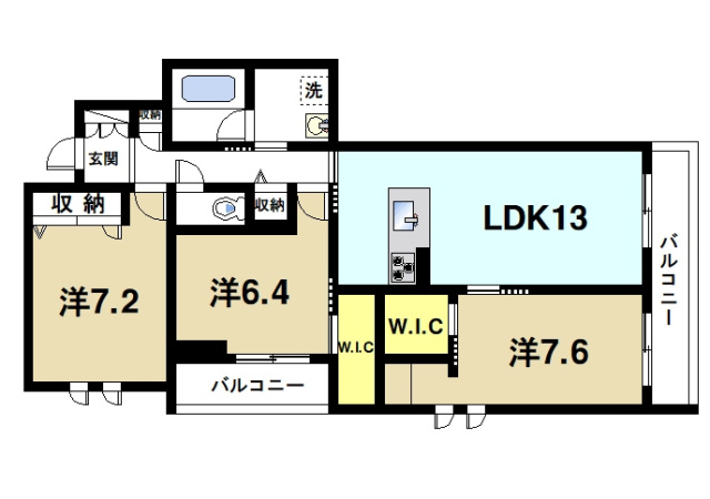 シャーメゾン　コンフォーザの間取り図3