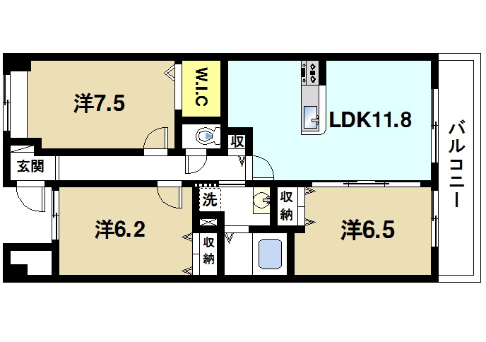 デルニエ西大寺の間取り図1