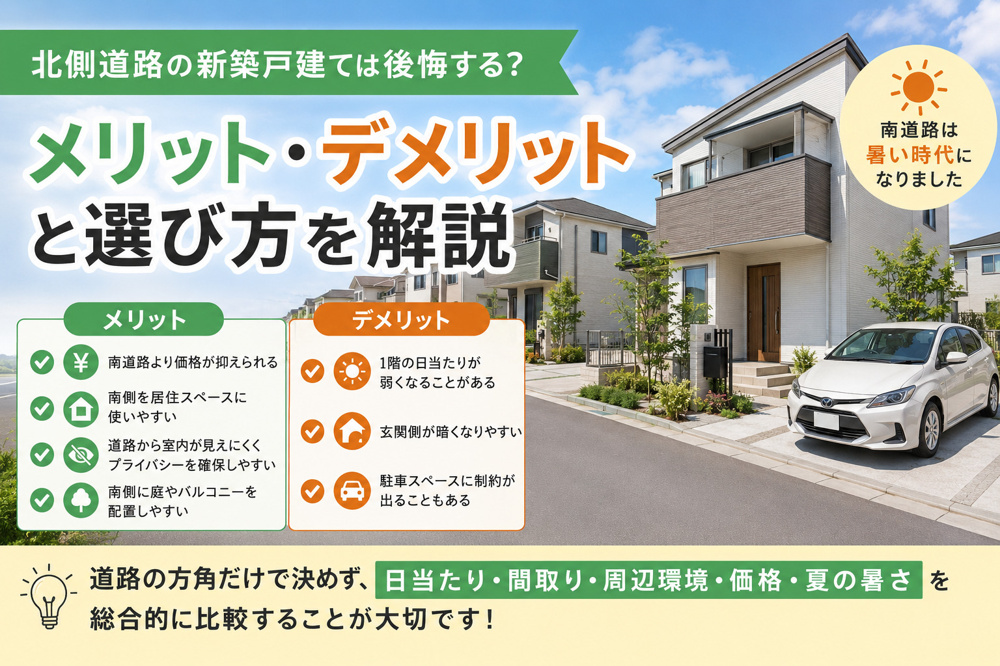北側道路の新築戸建ては後悔する？メリット・デメリットと選び方を解説の画像
