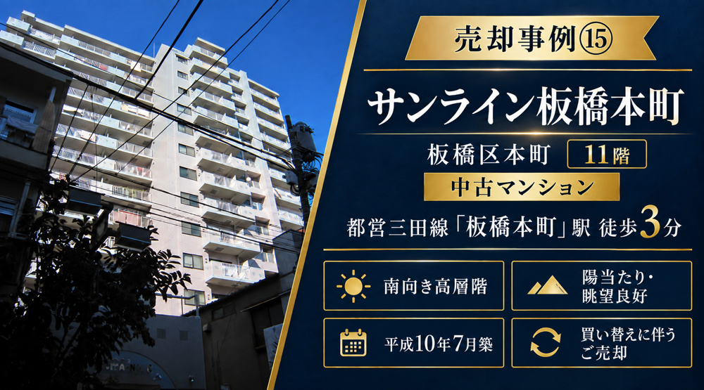 売却事例⑮【サンライン板橋本町11階】、板橋区本町の中古マンション、板橋本町駅３分の画像