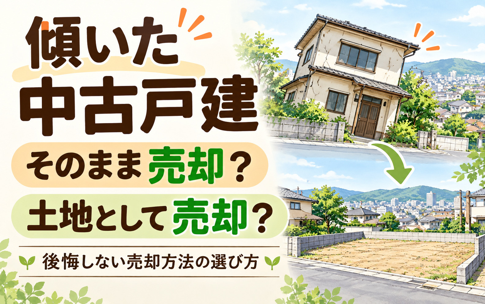 傾いた中古戸建、そのまま売却or土地として売却？の画像
