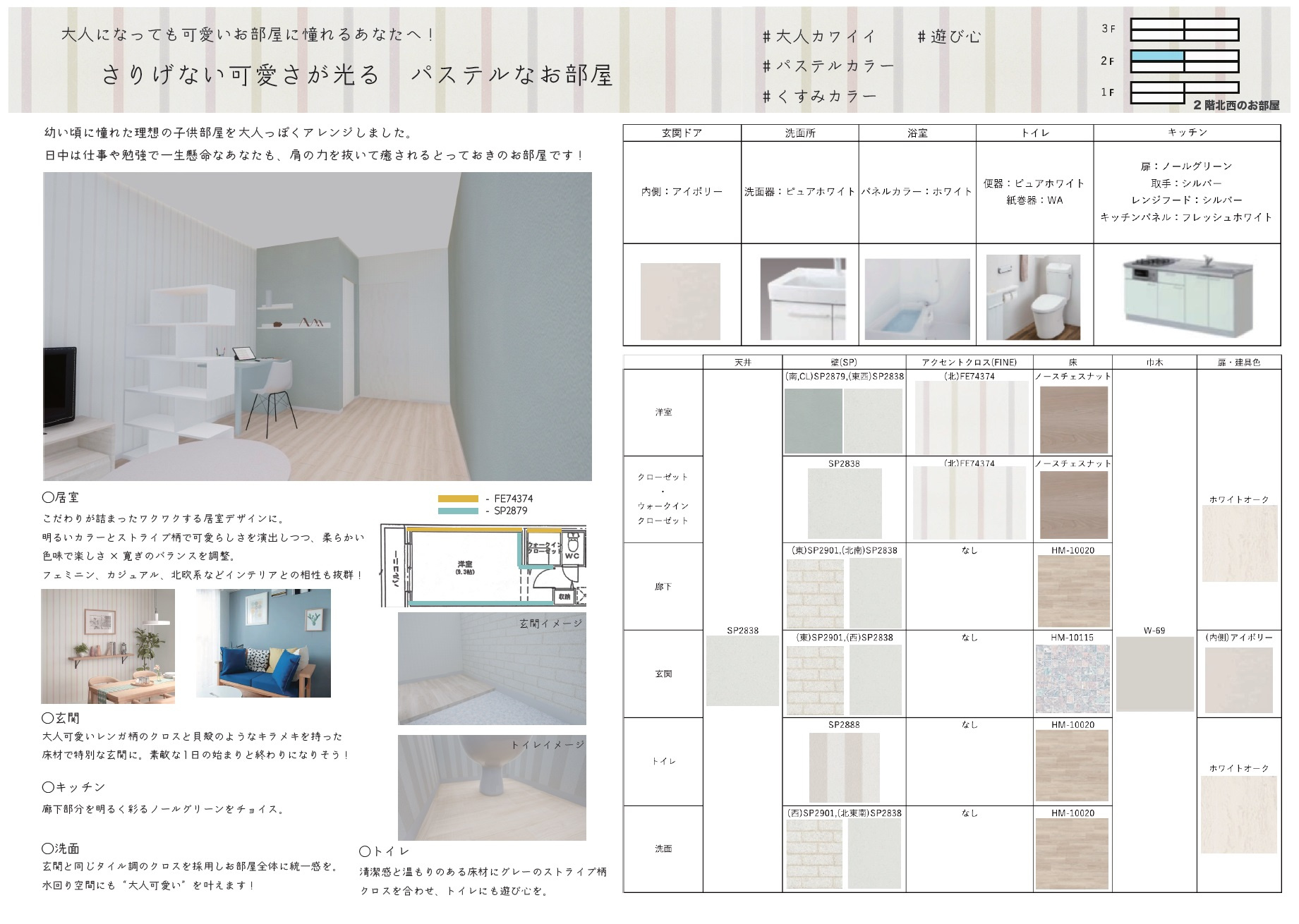 1.大人カワイイ遊びゴコロのあるパステルなお部屋