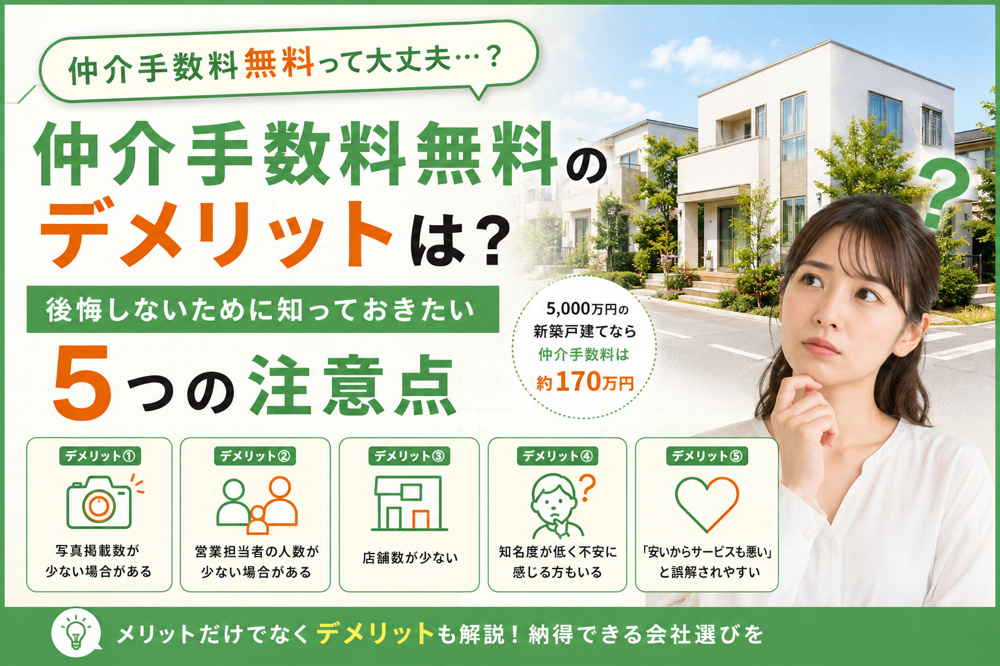 仲介手数料無料のデメリットは？後悔しないために知っておきたい5つの注意点の画像