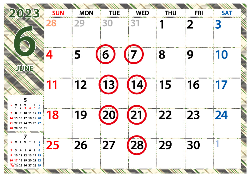 店舗休業日のお知らせの画像